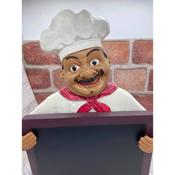 Chef Figurine holding Menu Chalkboard - Picture 2 of 11